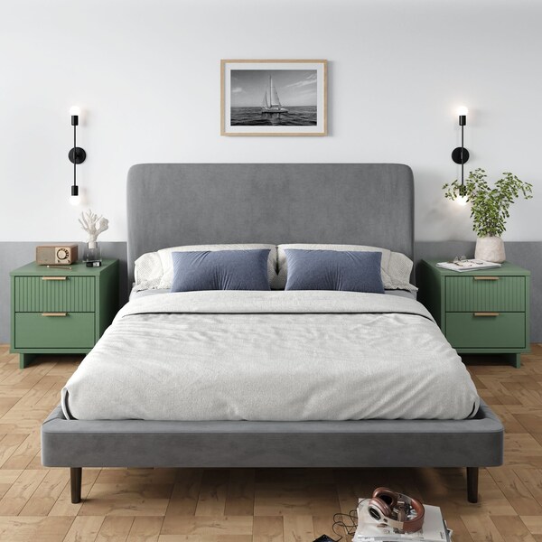 Manhattan Comfort Granville Sage Green 2-Drawer Nightstand, 2PK 2-NS-5013 - main